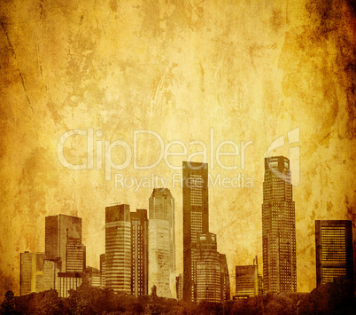 grunge image of singapore skyline