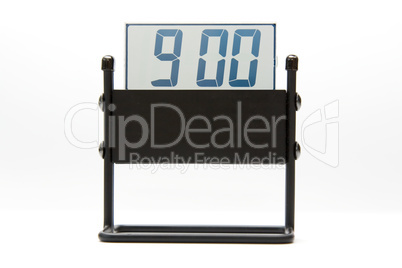 Digital clock on white background , 9:00