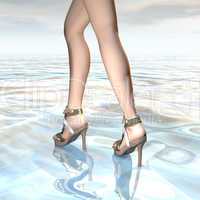 Frauenbeine mit hochhackigen Schuhen