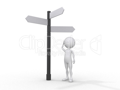 direction, man is taking a decision with the help sign