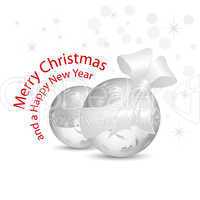 Silver grey Christmas baubles with ribbon and bow - Silberne Weihnachtskugeln