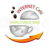 Internet cafe icon, business globe, coffee cup - Weltkugel, Kaffee, Kaffeetasse, Internet Cafe