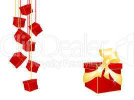 Red gift boxes hanging on chains - Weihnachtsgeschenke