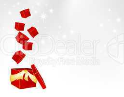 Parcels falling into a big gift box - Geschenke