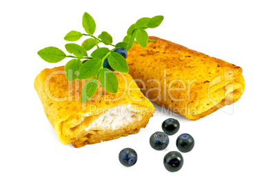 Pancakes with cottage cheese and blueberries