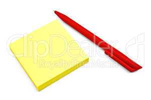 Yellow paper with a red pen