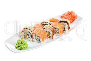 Sushi (Roll Assorted Omori) on a white background