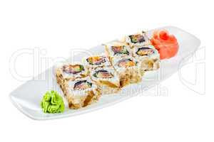 Sushi (Roll Kazuma) on a white background