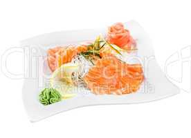 Tasty fillet of a salmon on a white