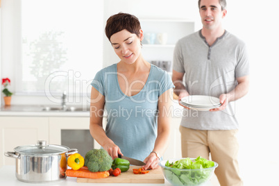 Couple preparing lunch