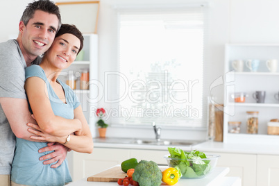 Happy Man and woman hugging