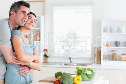 Man and woman hugging