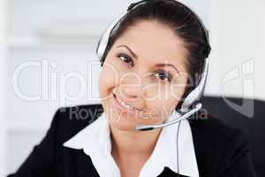 Smiling businesswoman with headset