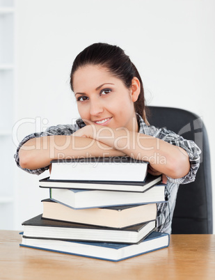 Lovely young student looking into camera