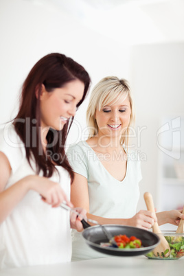 Joyful Women cooking dinner