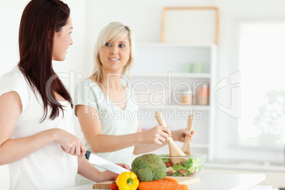 Young Women preparing dinner