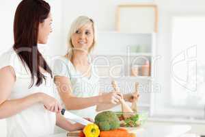 Young Women preparing dinner