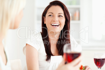Portrait of young Women drinking wine