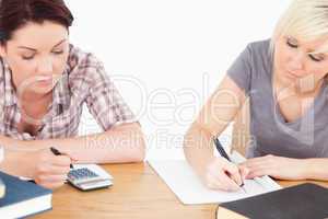 Pretty students learning at table