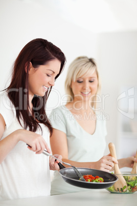 Cheerful Women cooking dinner