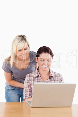 Portrait of Charming women with a laptop