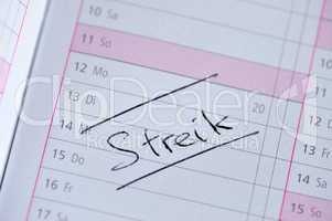 Kalendereintrag "Streik"