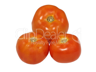 Three tomatoes.Isolated.