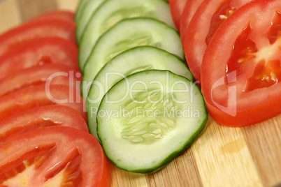Fresh sliced vegetables.