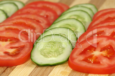 Slices of fresh vegetables.