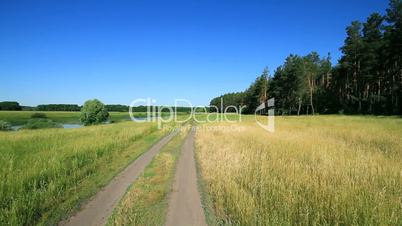 landscape with rural road. shot with slider.