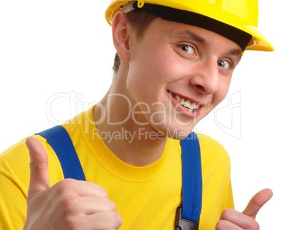 Worker showing "good" sign