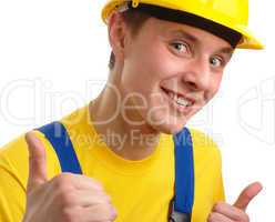 Worker showing "good" sign
