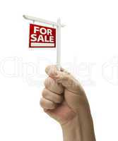 For Sale Real Estate Sign In Fist On White