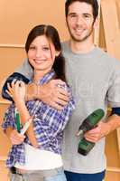 Home improvement young couple with repair tools