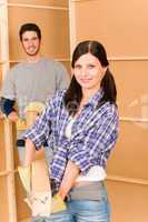 Home improvement young couple work on renovations