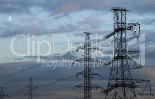 high voltage power pylons.