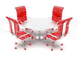 Office armchairs and round table