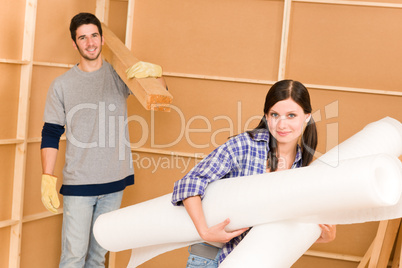 Home improvement young couple work on renovations