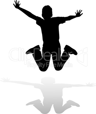 silhouette boy of jump