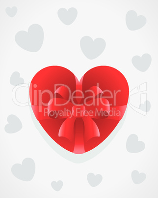 Heart Gift With Bow and Ribbons.eps