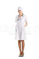 Doctor With Stethoscope Posing Over The White Background