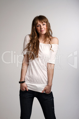 Young Smiling Girl Posing In Studio