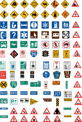 Hundred traffic signs