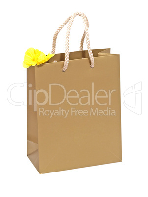 Birthday gift bag with yellow flower.