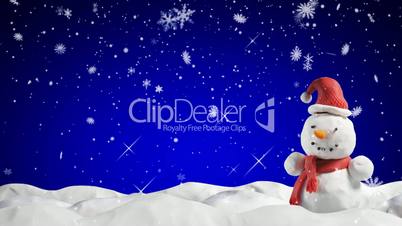 clay animation snowman and snowfall loopable