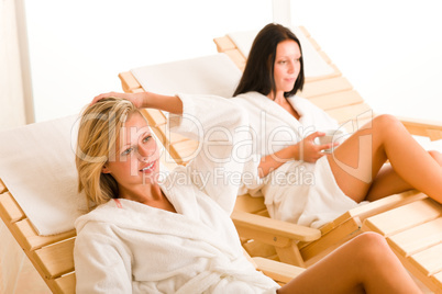 Relax luxury spa beauty women enjoy refreshments