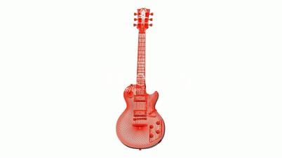 Rotation of 3D Electric Guitar.music,musical,instrument,string,rock,electric,art,sound,acoustic,Grid,mesh,sketch,structure,