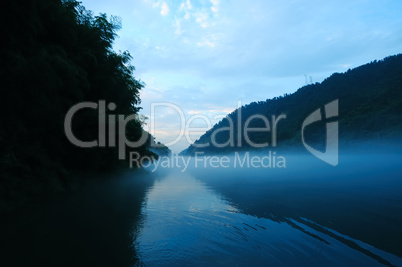 River landscape at sunset