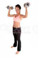 Girl lifting dumbbells.