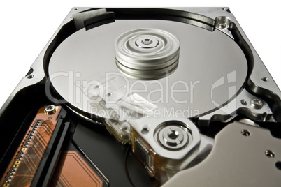 hard disk on white in extreme perspective